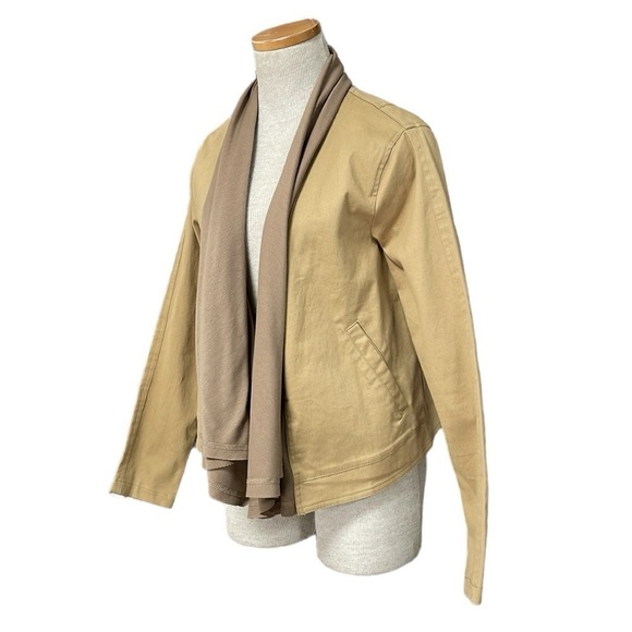 Hem & Thread Jacket Women's Small Tan Denim Open Front - Picture 1 of 14